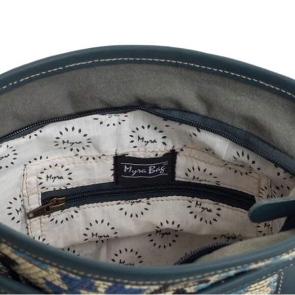 Myra Zephyr Mesa Small Leather and Canvas Embroidered Crossbody Bag - Picture 6 of 6